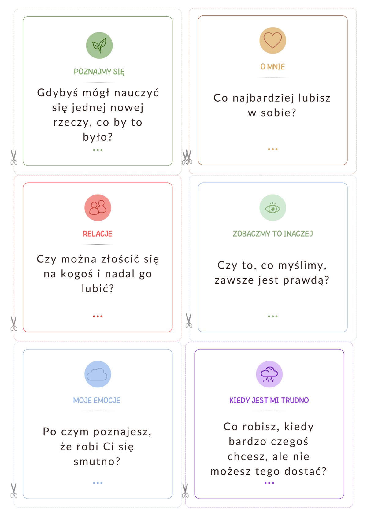 Karty do rozmowy z dzieckiem — przykładowe strony